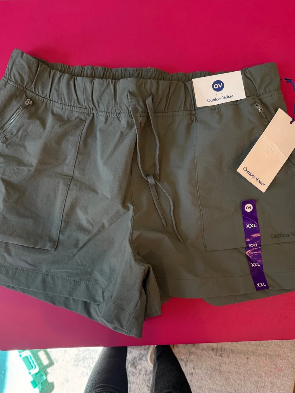 Outdoor Voices RecTrek Shorts Size XXL Green NWT 3.5” inseam Activewear Bio Dry
